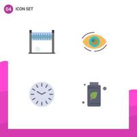 Mobile Interface Flat Icon Set of 4 Pictograms of game see volleyball look time Editable Vector Design Elements