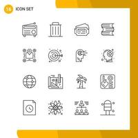 User Interface Pack of 16 Basic Outlines of chip location trash files document Editable Vector Design Elements