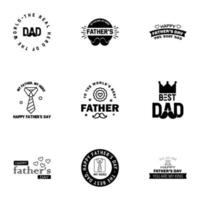 Happy fathers day 9 Black vintage retro type font Illustrator eps10 Editable Vector Design Elements