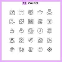 25 User Interface Line Pack of modern Signs and Symbols of coding sms screen phone holidays Editable Vector Design Elements