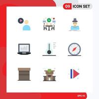 Modern Set of 9 Flat Colors and symbols such as temperature tecnology detective computing thief Editable Vector Design Elements