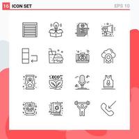 Pictogram Set of 16 Simple Outlines of change promotion bill notification report Editable Vector Design Elements