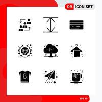 User Interface Pack of 9 Basic Solid Glyphs of wifi cloud expand seo premium Editable Vector Design Elements