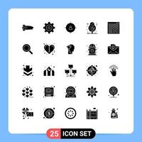 Universal Icon Symbols Group of 25 Modern Solid Glyphs of online browser human tree forest Editable Vector Design Elements