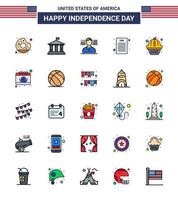 25 Creative USA Icons Modern Independence Signs and 4th July Symbols of cake muffin man american declaration of independence Editable USA Day Vector Design Elements