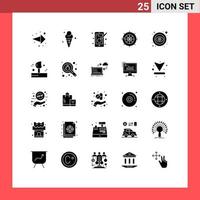 25 Universal Solid Glyph Signs Symbols of open travel design ship navigation Editable Vector Design Elements