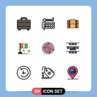 Universal Icon Symbols Group of 9 Modern Filledline Flat Colors of flag day briefcase suitcase marketing Editable Vector Design Elements