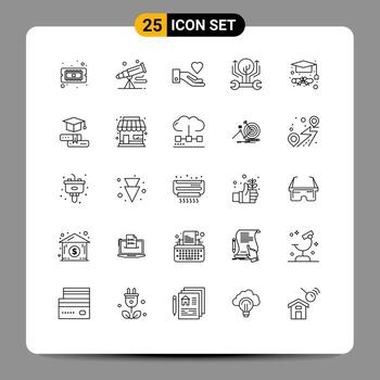 conjunto de 25 líneas vectoriales en la cuadrícula para el desarrollo del crecimiento del espacio de pirateo de grado elementos de diseño vectorial editables vector