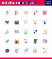 CORONAVIRUS 25 Flat Color Icon set on the theme of Corona epidemic contains icons such as infection coronavirus capsule bacteria washing viral coronavirus 2019nov disease Vector Design Elements