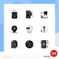 Stock Vector Icon Pack of 9 Line Signs and Symbols for logic bank brush location pin Editable Vector Design Elements