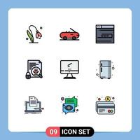 Stock Vector Icon Pack of 9 Line Signs and Symbols for device computer contact surveillance search Editable Vector Design Elements