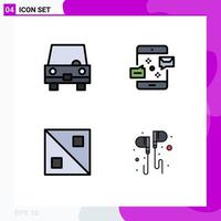 4 Universal Filledline Flat Colors Set for Web and Mobile Applications filled message transportation connection design Editable Vector Design Elements