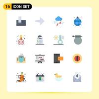 16 Thematic Vector Flat Colors and Editable Symbols of financial world rainfall lamp light Editable Pack of Creative Vector Design Elements