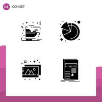 4 User Interface Solid Glyph Pack of modern Signs and Symbols of carriage photos santa seo data Editable Vector Design Elements