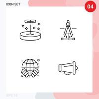 Modern Set of 4 Filledline Flat Colors and symbols such as biology globe science education safe Editable Vector Design Elements