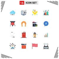 Group of 16 Flat Colors Signs and Symbols for loss downfall online down full Editable Pack of Creative Vector Design Elements