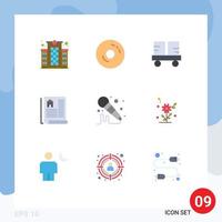 Modern Set of 9 Flat Colors and symbols such as mic estate sweet document forklift truck Editable Vector Design Elements