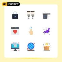 Modern Set of 9 Flat Colors and symbols such as gesture mac baking favorite measuring Editable Vector Design Elements