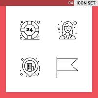 Stock Vector Icon Pack of 4 Line Signs and Symbols for help location help desk female country Editable Vector Design Elements