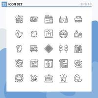 Group of 25 Lines Signs and Symbols for google digital theory computing wallet Editable Vector Design Elements