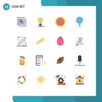 Modern Set of 16 Flat Colors and symbols such as medicine internet idea globe earth Editable Pack of Creative Vector Design Elements