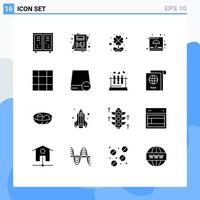 Universal Icon Symbols Group of 16 Modern Solid Glyphs of mesh shipping clover insurance container Editable Vector Design Elements