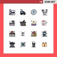 Universal Icon Symbols Group of 16 Modern Flat Color Filled Lines of card protection toilet consumption living reduce Editable Creative Vector Design Elements
