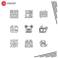 9 Universal Outlines Set for Web and Mobile Applications day calendar blog canada search Editable Vector Design Elements