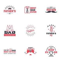 Set of fathers day 9 Black and Pink design elements Editable Vector Design Elements