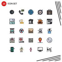 25 User Interface Filled line Flat Color Pack of modern Signs and Symbols of business video conversation pause audio Editable Vector Design Elements