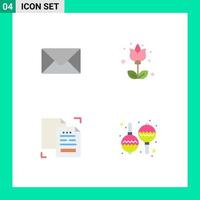 Universal Icon Symbols Group of 4 Modern Flat Icons of mail document flora content instrument Editable Vector Design Elements