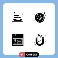 4 Universal Solid Glyphs Set for Web and Mobile Applications hot database spa dvd page Editable Vector Design Elements