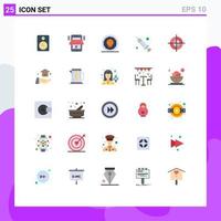 25 Thematic Vector Flat Colors and Editable Symbols of aim procedure shopping injection money Editable Vector Design Elements