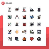 25 User Interface Filled line Flat Color Pack of modern Signs and Symbols of sauna truck dartboard transport lab Editable Vector Design Elements