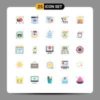 Set of 25 Modern UI Icons Symbols Signs for donation trolley mobile shopping cart Editable Vector Design Elements