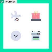 Set of 4 Commercial Flat Icons pack for cancel arrow transport box down Editable Vector Design Elements