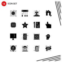 Stock Vector Icon Pack of 16 Line Signs and Symbols for hardware house fountain hot estate Editable Vector Design Elements