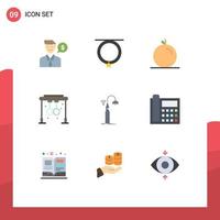 paquete de iconos vectoriales de stock de 9 signos y símbolos de línea para luces wifi entrenamiento de frutas fitness elementos de diseño vectorial editables vector