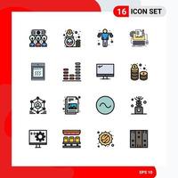 16 User Interface Flat Color Filled Line Pack of modern Signs and Symbols of keyboard computer cash paper sport Editable Creative Vector Design Elements