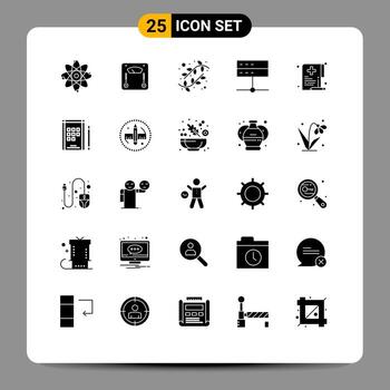 Set of 25 Vector Solid Glyphs on Grid for health signal catkin server data Editable Vector Design Elements