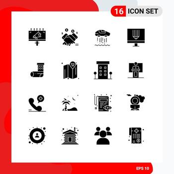 paquete de 16 glifos sólidos creativos de diseño de programación que venden elementos de diseño vectorial editables de tecnología informática vector