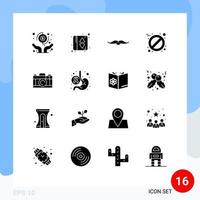 16 User Interface Solid Glyph Pack of modern Signs and Symbols of photo camera hipster tablet aspirin Editable Vector Design Elements