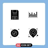 Group of 4 Solid Glyphs Signs and Symbols for devices disk floppy line multimedia Editable Vector Design Elements