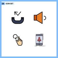 Pictogram Set of 4 Simple Filledline Flat Colors of call reload sound hand gaming Editable Vector Design Elements