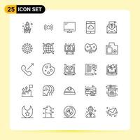 User Interface Pack of 25 Basic Lines of e cloud ux backup imac Editable Vector Design Elements