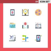 9 Universal Flat Color Signs Symbols of mobile internet share digital currency Editable Vector Design Elements