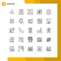 25 Thematic Vector Lines and Editable Symbols of rain insurance group money coin Editable Vector Design Elements