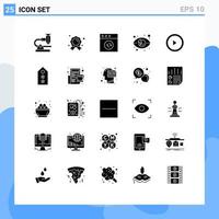 Pictogram Set of 25 Simple Solid Glyphs of interface market watch education market chart Editable Vector Design Elements