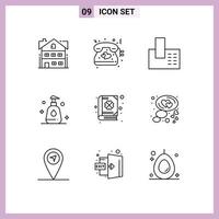 9 Universal Outline Signs Symbols of day book appliances clean cleaning Editable Vector Design Elements