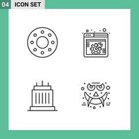 Line Pack of 4 Universal Symbols of donut landmarks spanner webpage real Editable Vector Design Elements